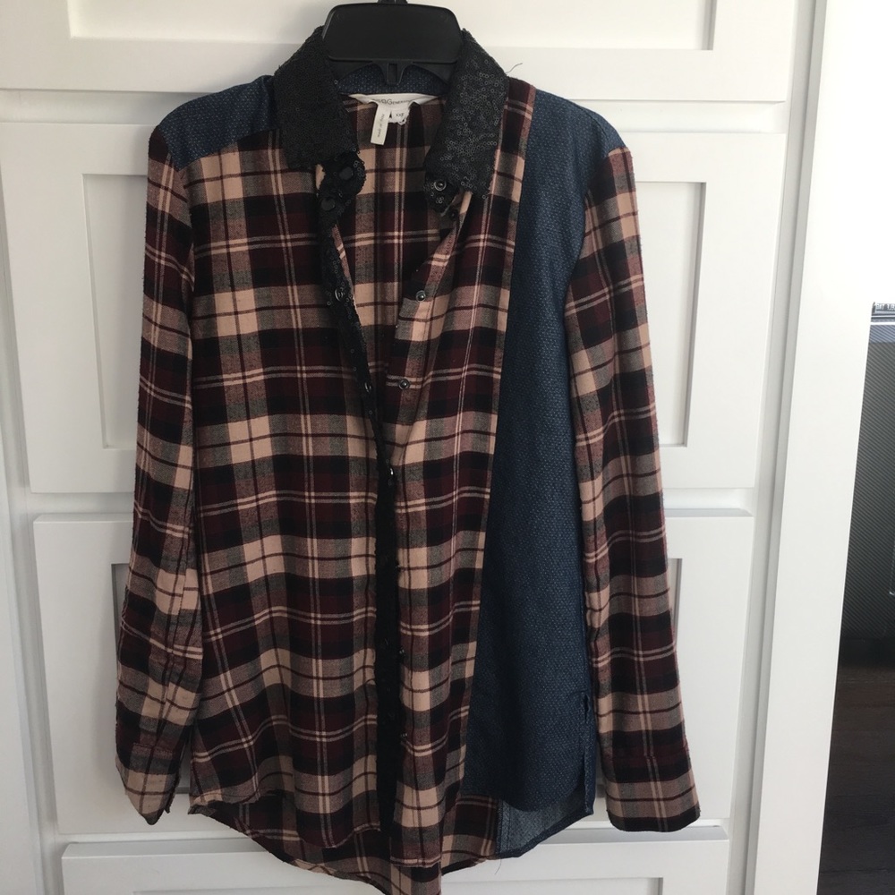 NWOT BCBGeneration Checkered Sequins Shirt